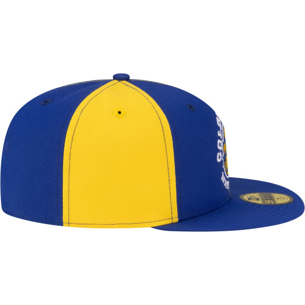 Бейсболка Golden State Warriors New Era Gold/Royal 80s Throwback Pinwheel 59FIFTY
