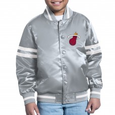 Подростковая Miami Heat Starter Gray Comic-Style Satin Full-Snap Varsity Jacket