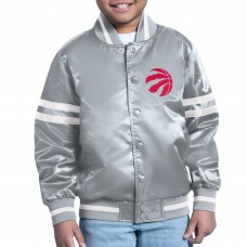 Подростковая Toronto Raptors Starter Gray Comic-Style Satin Full-Snap Varsity Jacket