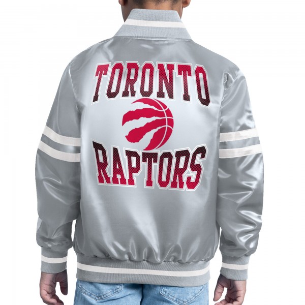 Подростковая Toronto Raptors Starter Gray Comic-Style Satin Full-Snap Varsity Jacket