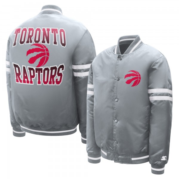 Подростковая Toronto Raptors Starter Gray Comic-Style Satin Full-Snap Varsity Jacket