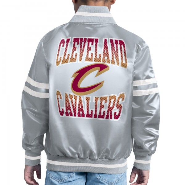 Подростковая Cleveland Cavaliers Starter Gray Comic-Style Satin Full-Snap Varsity Jacket