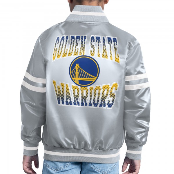 Подростковая Golden State Warriors Starter Gray Comic-Style Satin Full-Snap Varsity Jacket