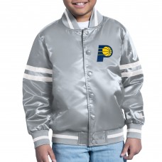 Подростковая Indiana Pacers Starter Gray Comic-Style Satin Full-Snap Varsity Jacket