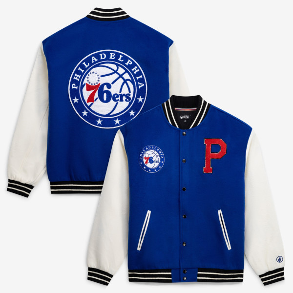 Куртка Unisex Philadelphia 76ers FISLL Blue/Cream Full-Snap Varsity