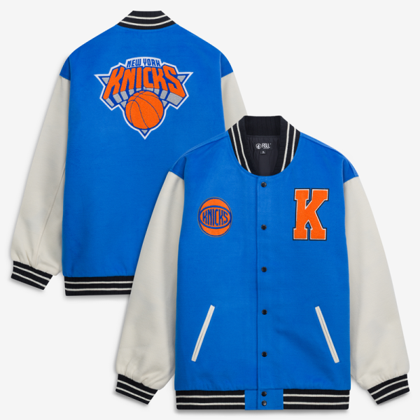 Куртка Unisex New York Knicks FISLL Blue/Cream Full-Snap Varsity