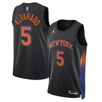 Джерси Unisex New York Knicks José Alvarado Jordan Brand Black Swingman - Statement Edition