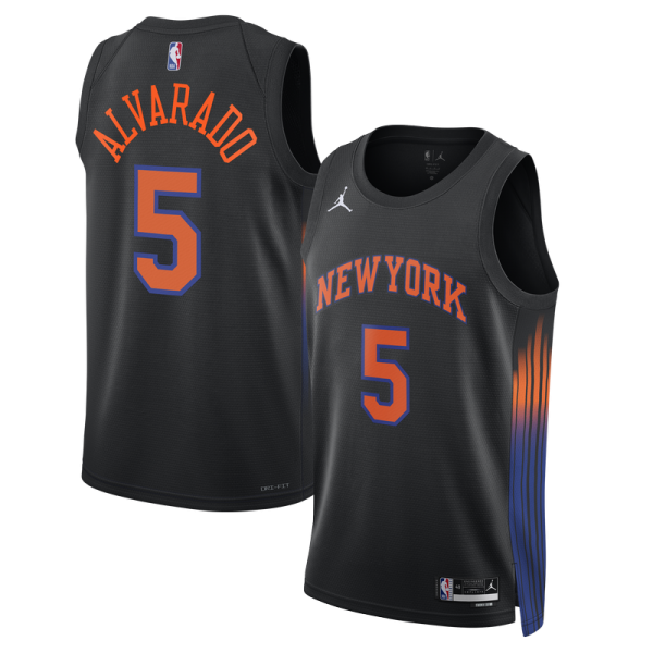 Джерси Unisex New York Knicks José Alvarado Jordan Brand Black Swingman - Statement Edition