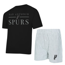 Женская Футболка San Antonio Spurs Concepts Sport Black/White Copeland & Shorts Sleep Set
