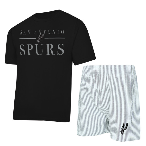 Женская Футболка San Antonio Spurs Concepts Sport Black/White Copeland & Shorts Sleep Set