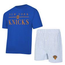 Женская Футболка New York Knicks Concepts Sport Blue/White Copeland & Shorts Sleep Set