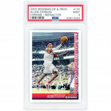 Allen Iverson Philadelphia 76ers 2005 Bowman Draft Picks & Pros Chrome Refractor #100 #207/300 PSA Authenticated 9 Card