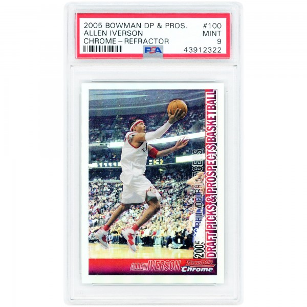 Allen Iverson Philadelphia 76ers 2005 Bowman Draft Picks & Pros Chrome Refractor #100 #207/300 PSA Authenticated 9 Card