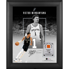 Мяч с игры Victor Wembanyama San Antonio Spurs Facsimile Signature Fanatics Authentic Framed 11 x 14 Showcase Collage with a Piece of - Limited Edition of 250