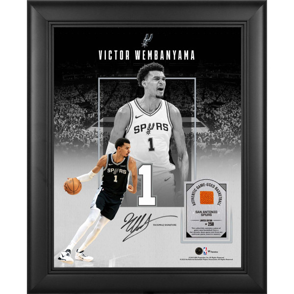 Мяч с игры Victor Wembanyama San Antonio Spurs Facsimile Signature Fanatics Authentic Framed 11 x 14 Showcase Collage with a Piece of - Limited Edition of 250