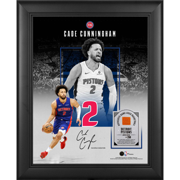 Cade Cunningham Detroit Pistons Facsimile Signature Fanatics Authentic Framed 11 x 14 Showcase Collage with a Piece of Game-Used Basketball - Limited Edition of 250