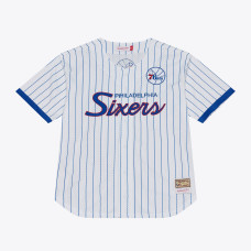 Джерси Philadelphia 76ers Mitchell & Ness White Head Coach Pinstripe Mesh Full-Button Baseball