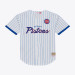 Detroit Pistons Mitchell & Ness White Head Coach Pinstripe Mesh Full-Button Baseball Jersey