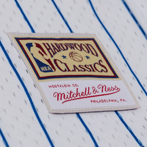 Detroit Pistons Mitchell & Ness White Head Coach Pinstripe Mesh Full-Button Baseball Jersey