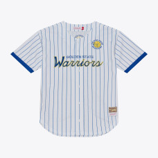 Джерси Golden State Warriors Mitchell & Ness White Head Coach Pinstripe Mesh Full-Button Baseball
