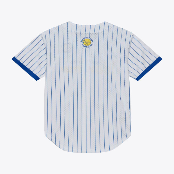Джерси Golden State Warriors Mitchell & Ness White Head Coach Pinstripe Mesh Full-Button Baseball