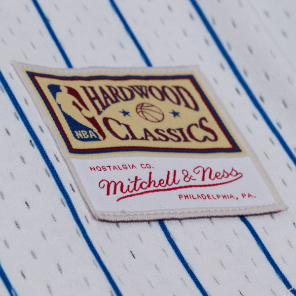 Джерси Golden State Warriors Mitchell & Ness White Head Coach Pinstripe Mesh Full-Button Baseball