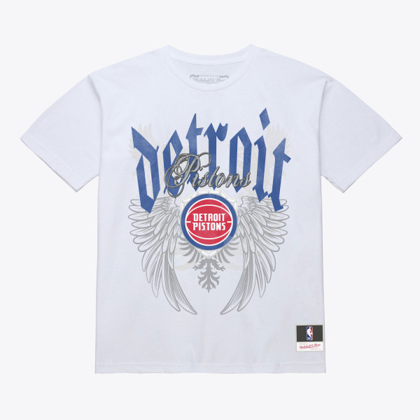 Detroit Pistons Mitchell & Ness White Old English Classic T-Shirt
