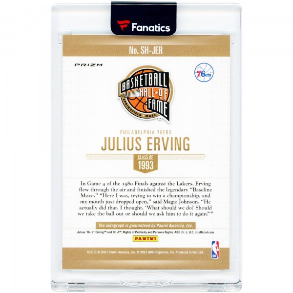 Julius Erving Philadelphia 76ers Autographed 2021 Panini Prizm Basketball Hall of Fame #SH-JER Card