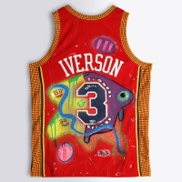 Джерси с автографом Allen Iverson Philadelphia 76ers Fanatics Authentic Red Mitchell & Ness 2004-05 Swingman - Art by JPO - Limited Edition #1/1