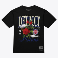 Unisex Detroit Pistons Mitchell & Ness Black Floral Graphic T-Shirt