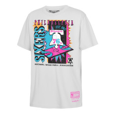 Подростковая Philadelphia 76ers Mitchell & Ness White Neon Court Shock T-Shirt