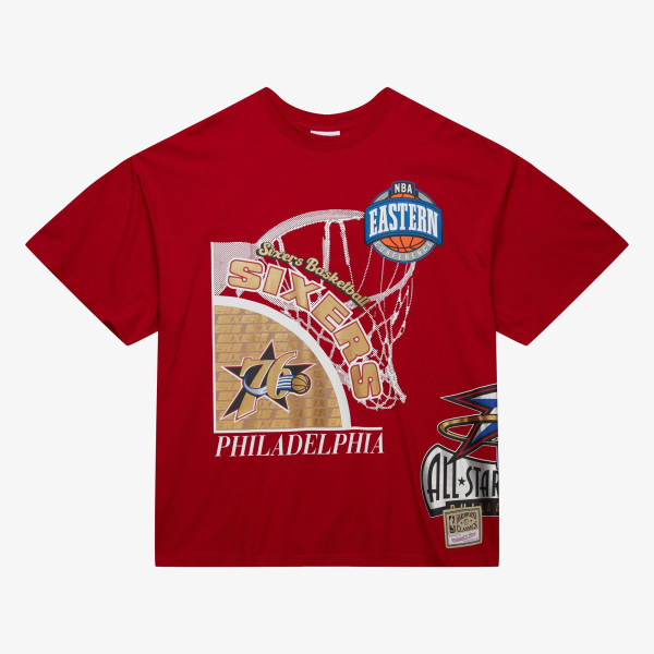 Футболка Philadelphia 76ers Mitchell & Ness Red Hardwood Classics Logo Blast