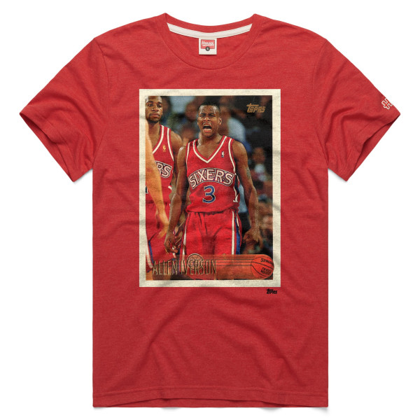 Футболка Unisex Philadelphia 76ers Allen Iverson Homage Red Topps Trading Card Tri-Blend