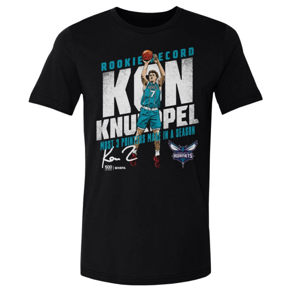 Футболка Charlotte Hornets Kon Knueppel 500 Level Black Rookie Three-Point Record