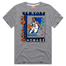 Футболка Unisex New York Knicks Jalen Brunson Homage Gray Topps Trading Card Tri-Blend