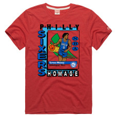 Футболка Unisex Philadelphia 76ers Tyrese Maxey Homage Red Topps Trading Card Tri-Blend
