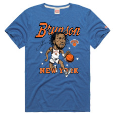 Футболка Unisex New York Knicks Jalen Brunson Homage Blue Signature Tri-Blend