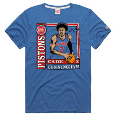 Unisex Detroit Pistons Cade Cunningham Homage Blue Wax Pack Tri-Blend T-Shirt