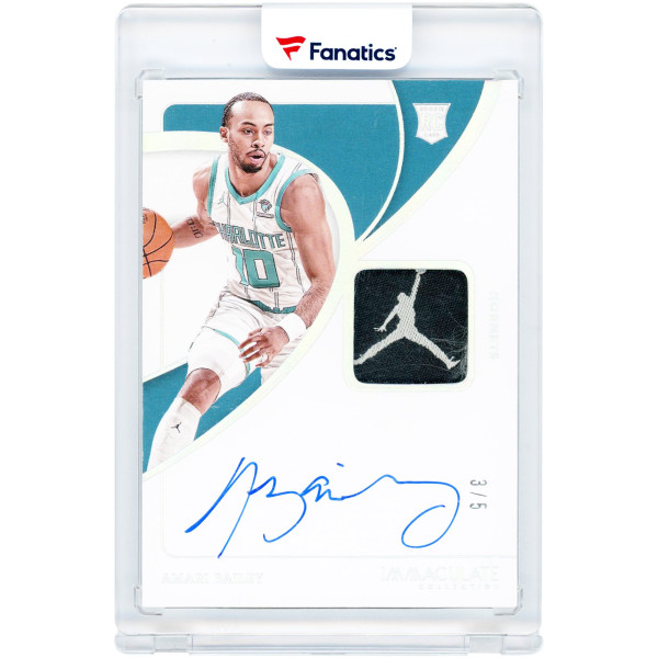 Карточка Amari Bailey Charlotte Hornets Autographed 2023-24 Panini Immaculate Collection Jumpman Dual-Color Logo Relic #127 #3/5