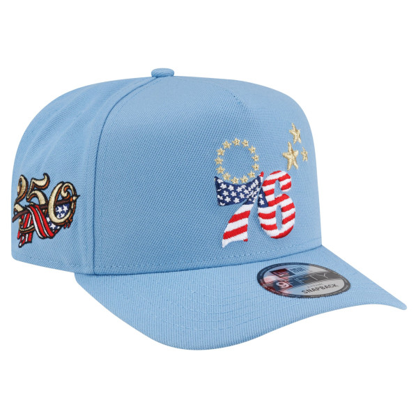 Бейсболка Philadelphia 76ers New Era Powder Blue America's 250th 9FIFTY A-Frame