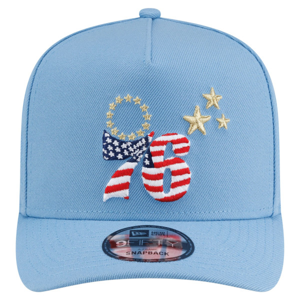 Бейсболка Philadelphia 76ers New Era Powder Blue America's 250th 9FIFTY A-Frame