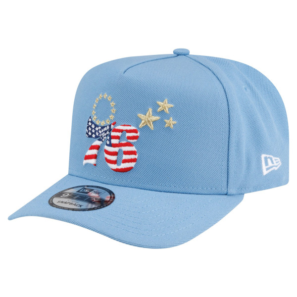 Бейсболка Philadelphia 76ers New Era Powder Blue America's 250th 9FIFTY A-Frame
