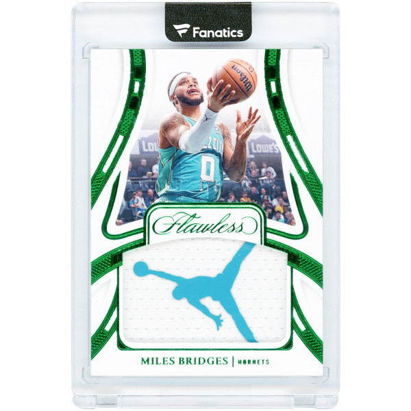 Карточка Miles Bridges Charlotte Hornets 2023-24 Panini Flawless Emerald Game-Used Jumpman Logo Dual-Color Relic #PAT-MLB #3/5