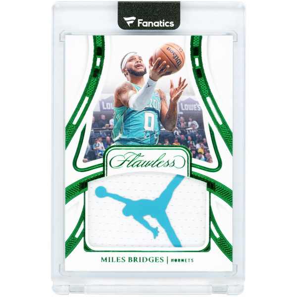 Карточка Miles Bridges Charlotte Hornets 2023-24 Panini Flawless Emerald Game-Used Jumpman Logo Dual-Color Relic #PAT-MLB #2/5