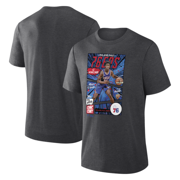 Футболка Philadelphia 76ers VJ Edgecombe Charcoal Topps Comic Court Tri-Blend