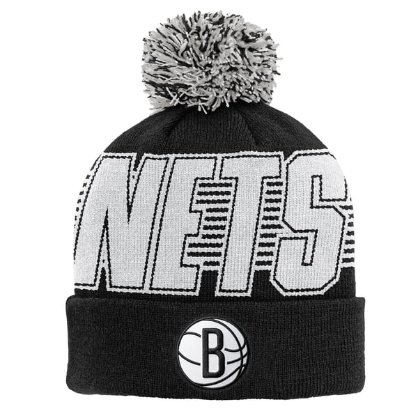 Детская шапка с помпоном Brooklyn Nets Outerstuff Black Cuffed