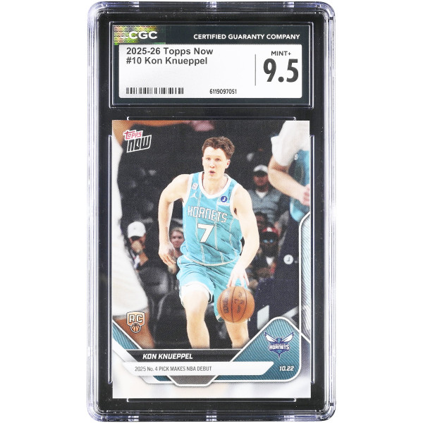 Карточка Kon Knueppel Charlotte Hornets 2025-26 Topps Now 25 No. 4 Pick Makes NBA Debut #10 CGC Authenticated 9.5