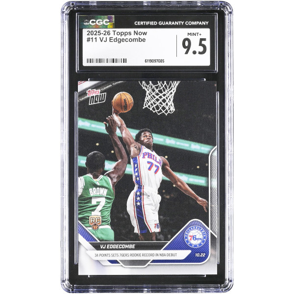 Карточка VJ Edgecombe Philadelphia 76ers 2025-26 Topps Now 34 Points Sets 76ers Rookie Record in NBA Debut #11 CGC Authenticated 9.5