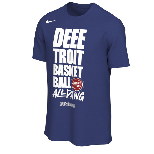 Unisex Detroit Pistons Nike Blue 2026 NBA Playoffs Mantra T-Shirt