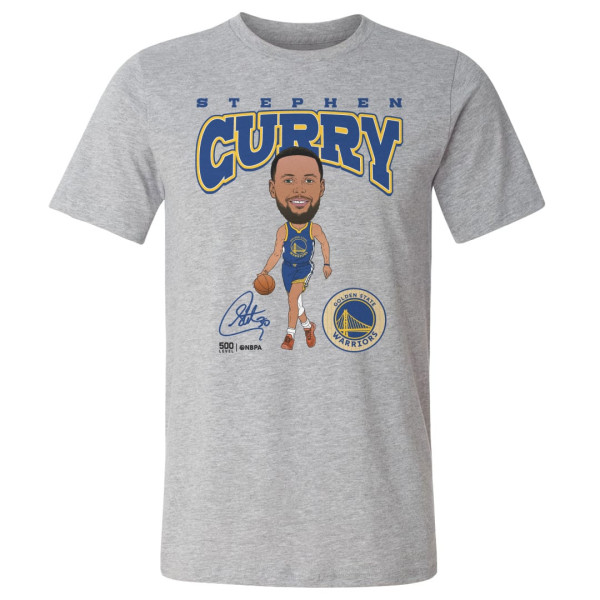 Футболка Golden State Warriors Stephen Curry 500 Level Heather Gray Hardwood Comic